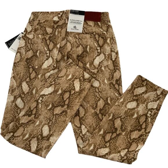Lauren Ralph Lauren Jeans Women 8 High Rise Skinny Super Stretch Snake Print NWT - Picture 7 of 16